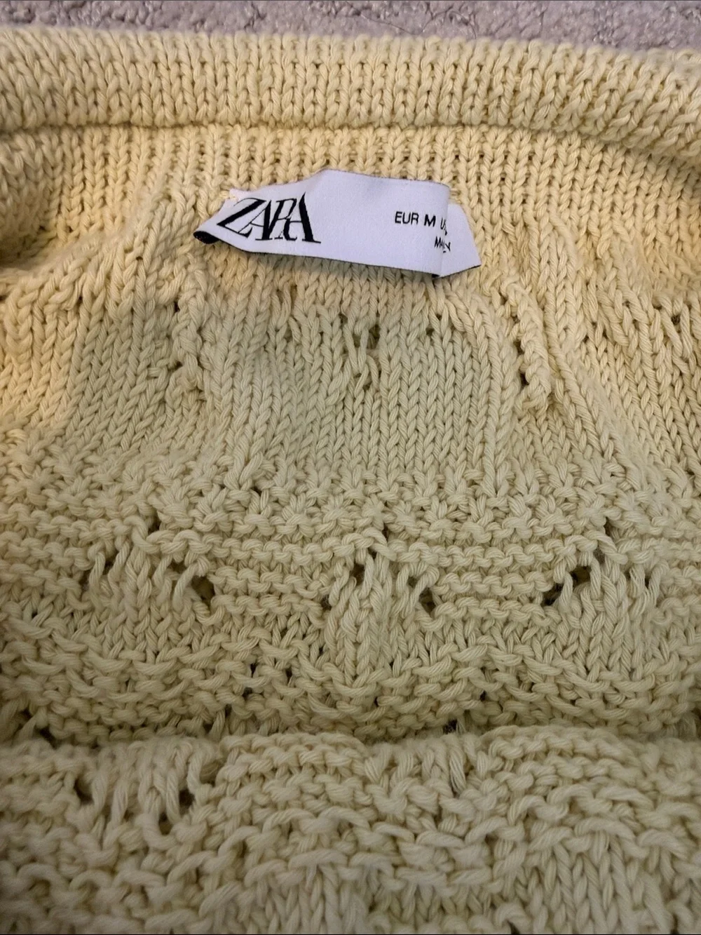Zara Yellow Crochet Off-Shoulder Top M